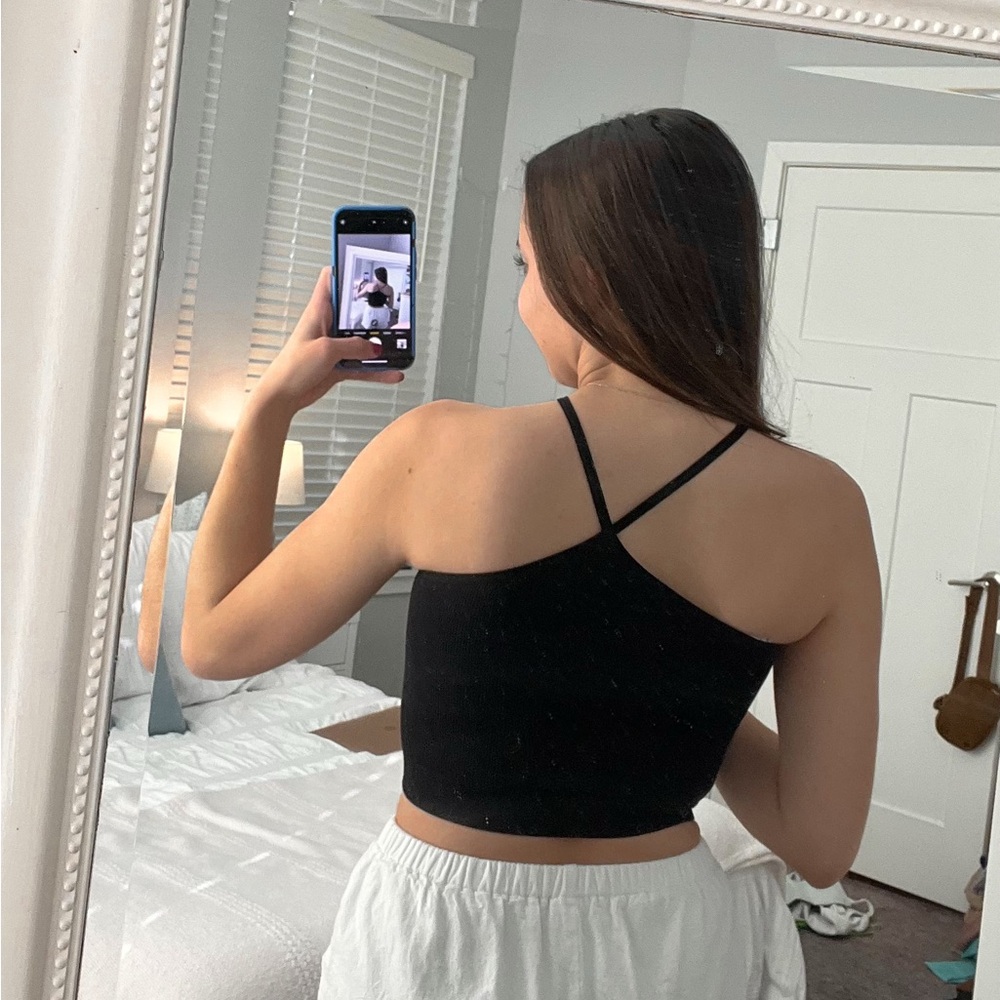 Black Ribbed Halter Top - Picture 2 of 2